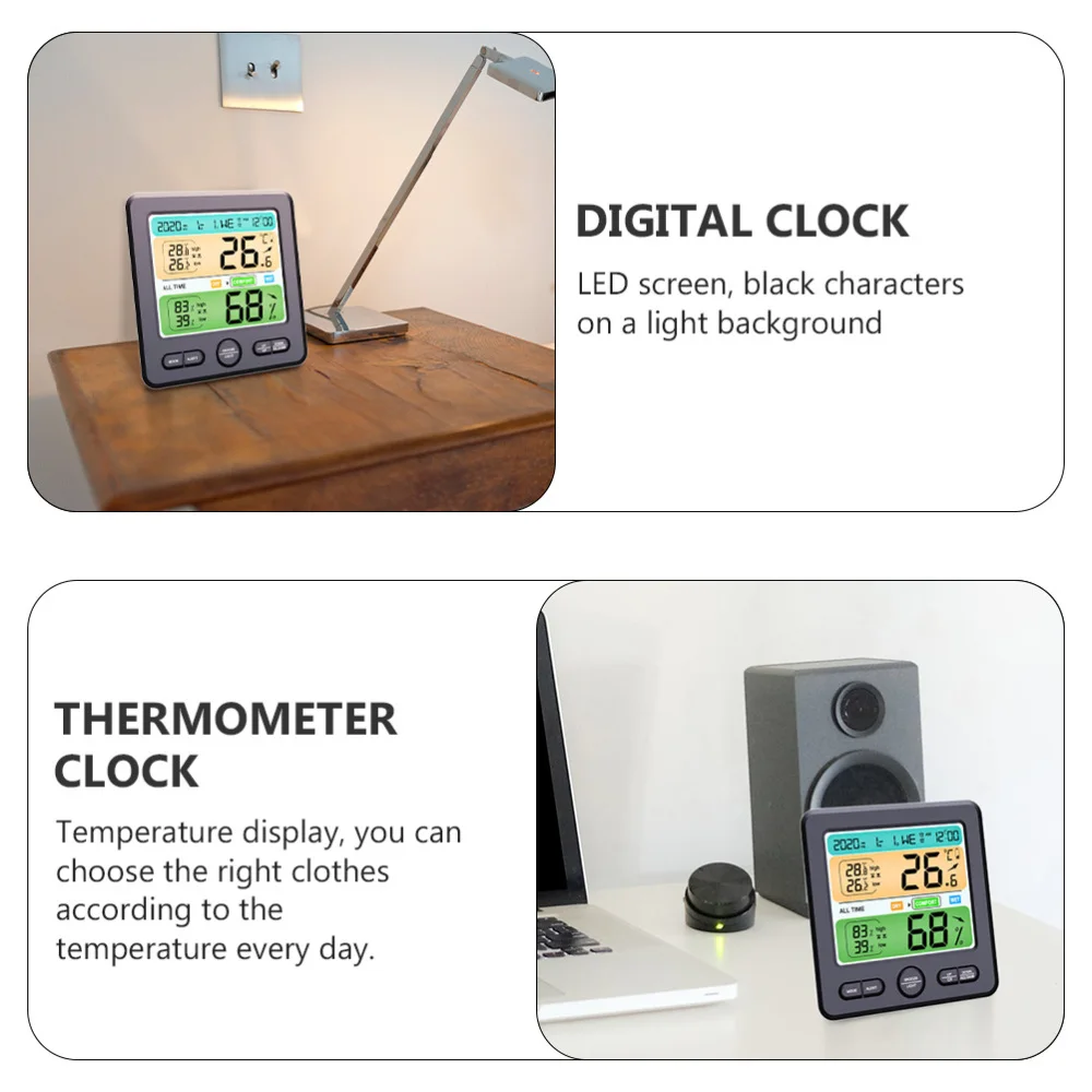 

1Pc Home Wall Mount Electric Hygrometer Clock with Battery