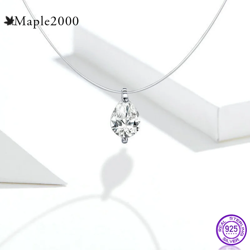 Женское Ожерелье невидимка из серебра 925 пробы с фианитами|Подвески| |