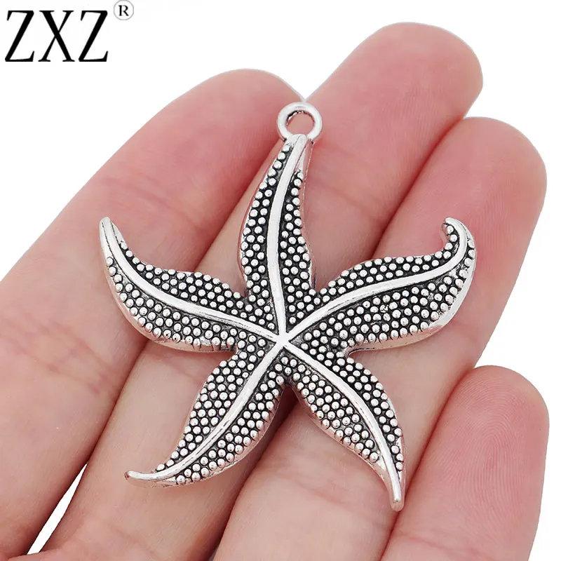 

ZXZ 5pcs Large Sea Star Starfish Charms Pendants for Necklace Bracelet Jewelry Making Findings 48x43mm