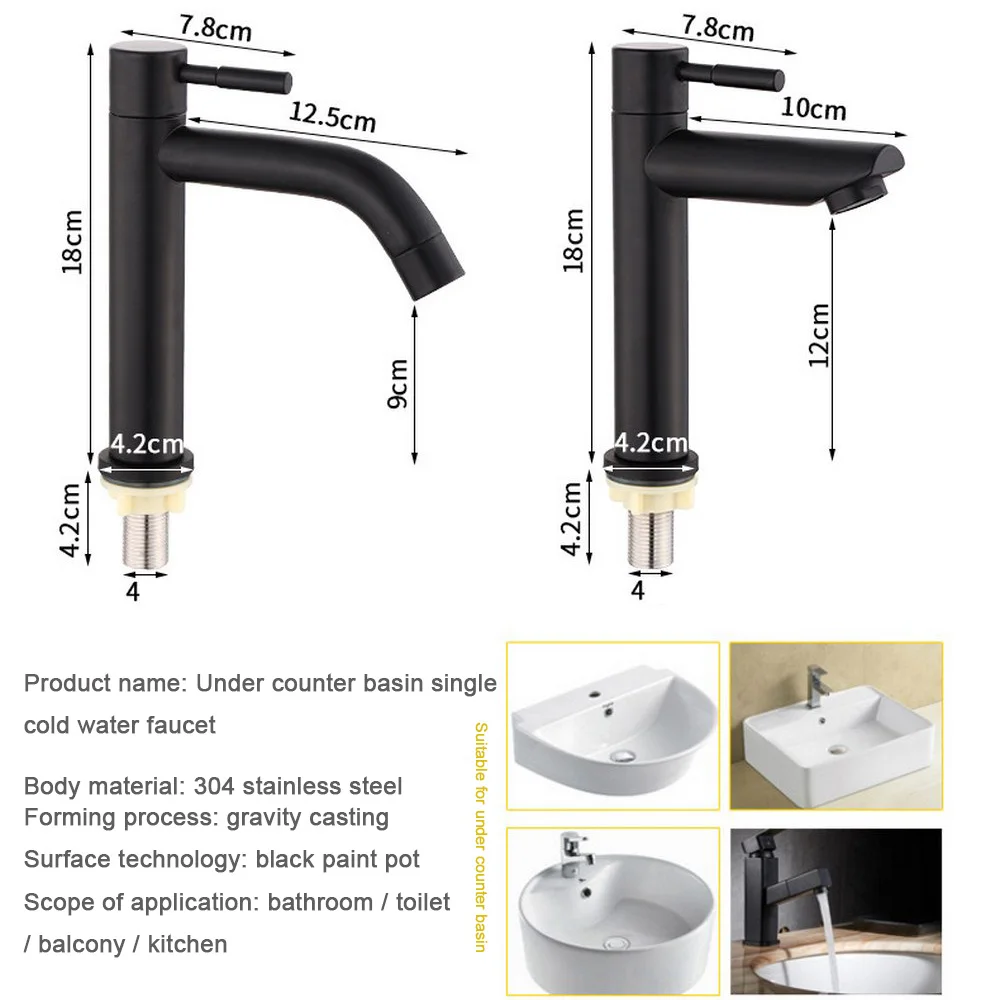 Однорычажный смеситель для раковины черный кухни из нержавеющей стали|Смесители