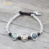 anslow brand new fashion jewelry birthday friendship resin leather beaden diy bracelet for women kids students gift low0779lb