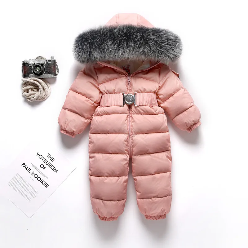 Down Warm Baby Boy Rompers Hooded Fur Newborn Girls Jumpsuit One Piece Toddler Toddler Snowsuit Clothes Kids Onesie Costume