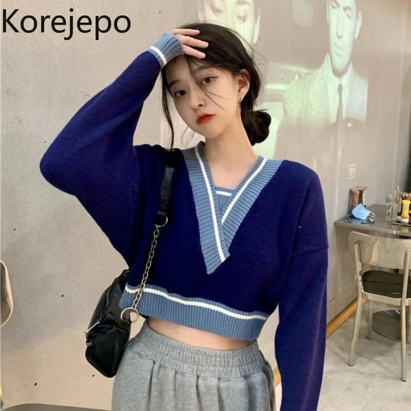 

Свитер женский в Корейском стиле, с V-образным вырезом