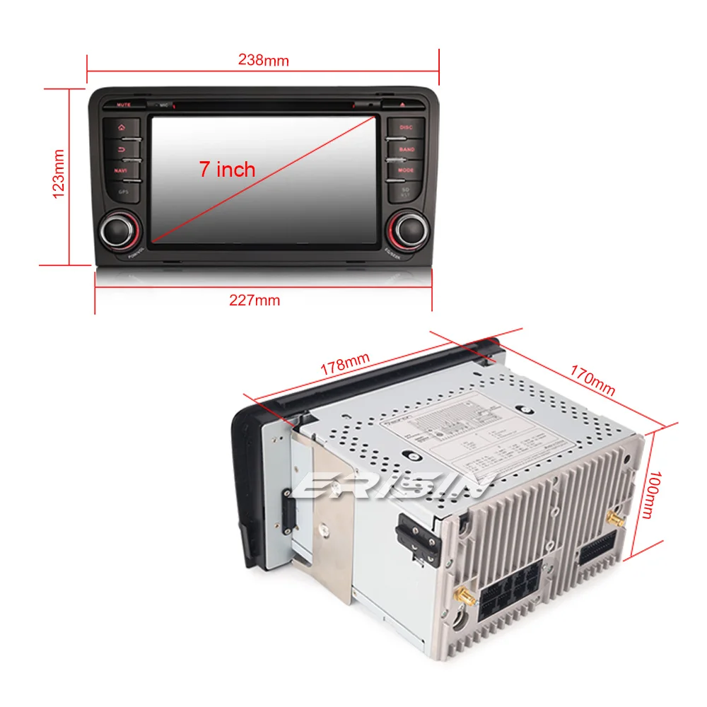 Erisin ES7327A 2 din Android 8 0 Восьмиядерный 4 Гб RAM автомобильный DVD GPS DAB для AUDI A3 Radio