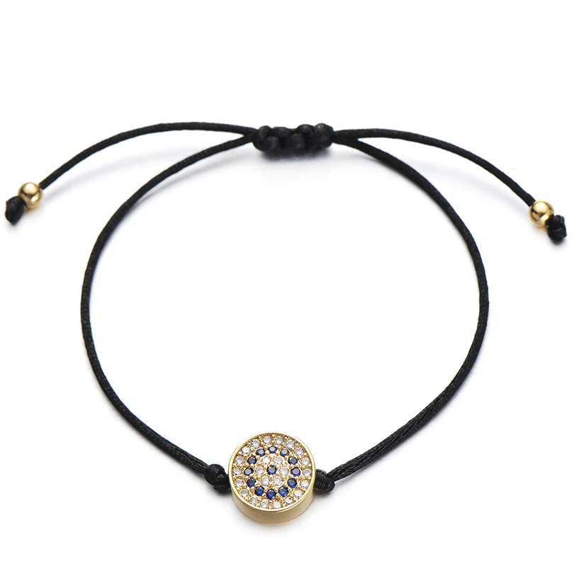 Pipitree Модный 12 мм Круглый CZ браслет evil eye регулируемые черные красные браслеты для женщин и мужчин брендовые ювелирные изделия подарок