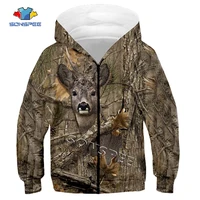 child zip hoody sweatshirt top camouflage hunting animal 3d print kids fashion zipper hoodie boy baby casual streetwear clothing