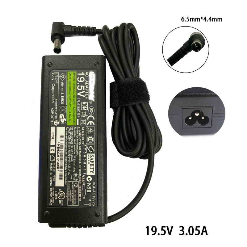 

New 19.5V 3.05A 6.5*4.4mm Power Charger For Sony ACDP-060S01 KLV-32EX330 LCD TV Adapter