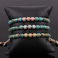 new fashion women bracelet natural stone blue imperial jaser cz pave charm macrame bracelet jewelry women men
