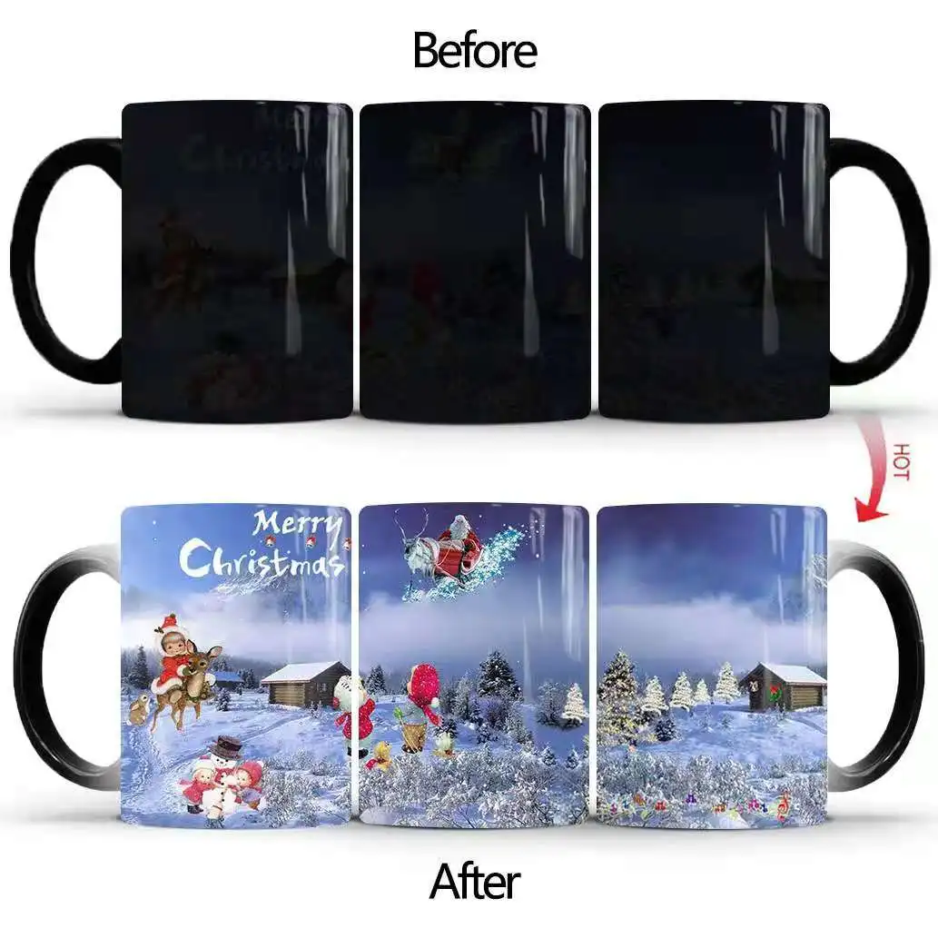 Рождественская керамическая кружка с Санта-оленем и снеговиком кофейная чашка