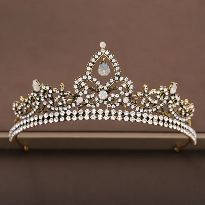 Женская винтажная корона в стиле барокко большая европейская Опаловая с