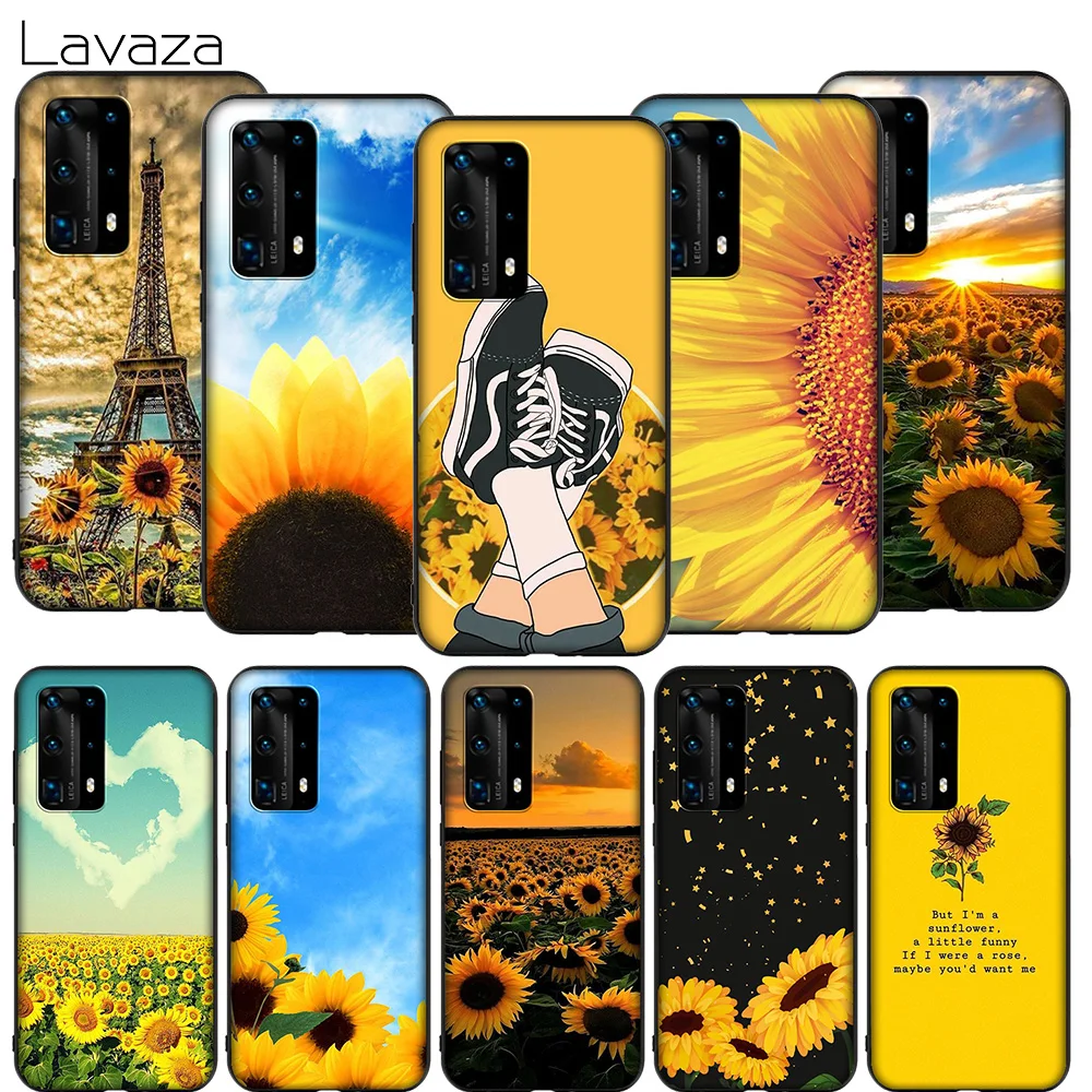 Мягкий чехол Lavaza с желтым цветком подсолнухом для Huawei P8 P9 P10 P20 P30 Y6 Y7 Y9 Lite Pro P Smart Nova