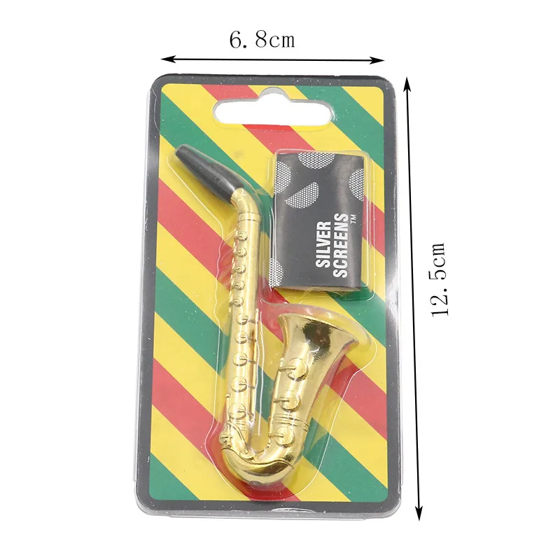 

Tobacco Smoking Pipe For Weed Accessories Mini Metal Pipes Smoke Herb Dry Cigarette Saxophone Shape Filter Burner Bowl Wholesale