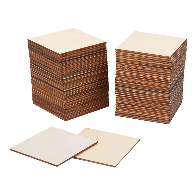 

80 Pieces Square Unfinished Blank Wood Pieces for Painting Writing and DIY Arts Crafts Project,3 x 3 Inch