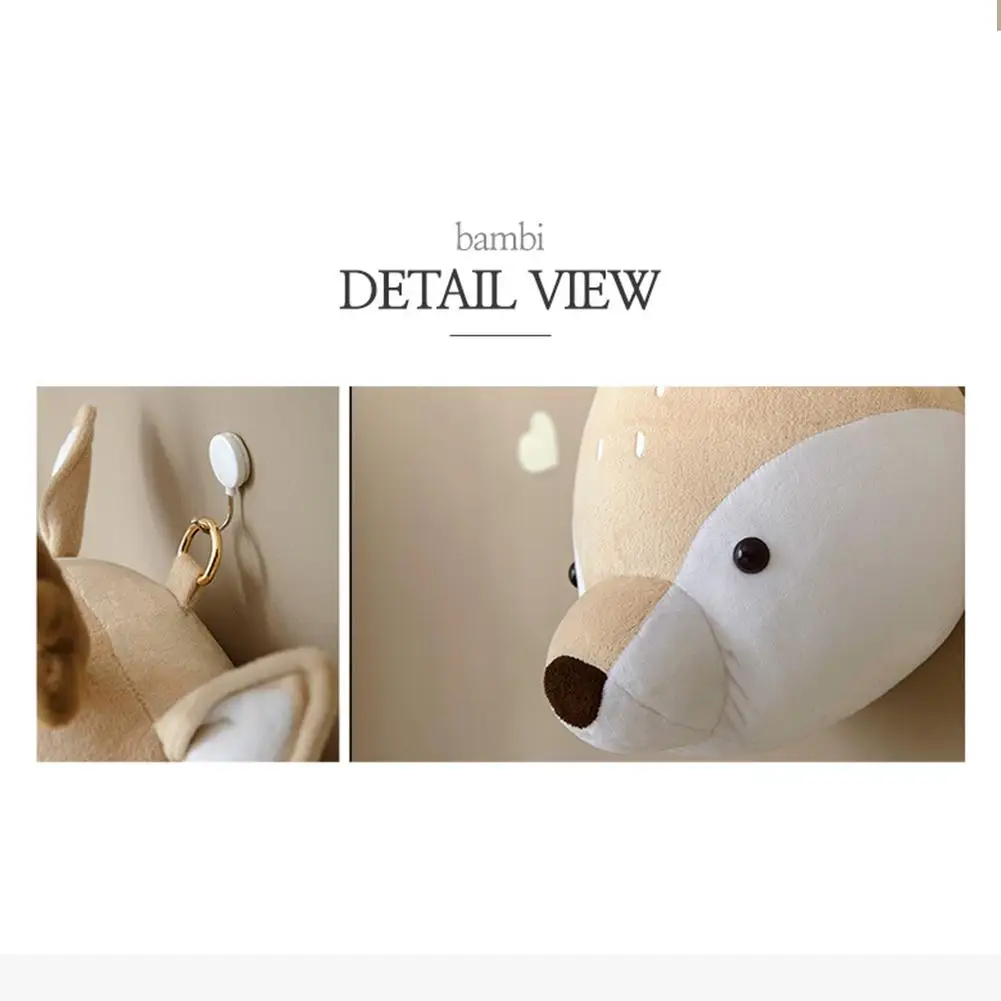 Ins стильные украшения в виде головы животных плюшевая кукла игрушка для детской