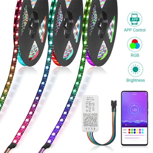 Светодиодная ленсветильник WS2812B, 5 в постоянного тока, индивидуально Адресуемая Светодиодная лента WS2812, USB, комплект смарт-пиксельных лент 5050, контроллер приложения Bluetooth