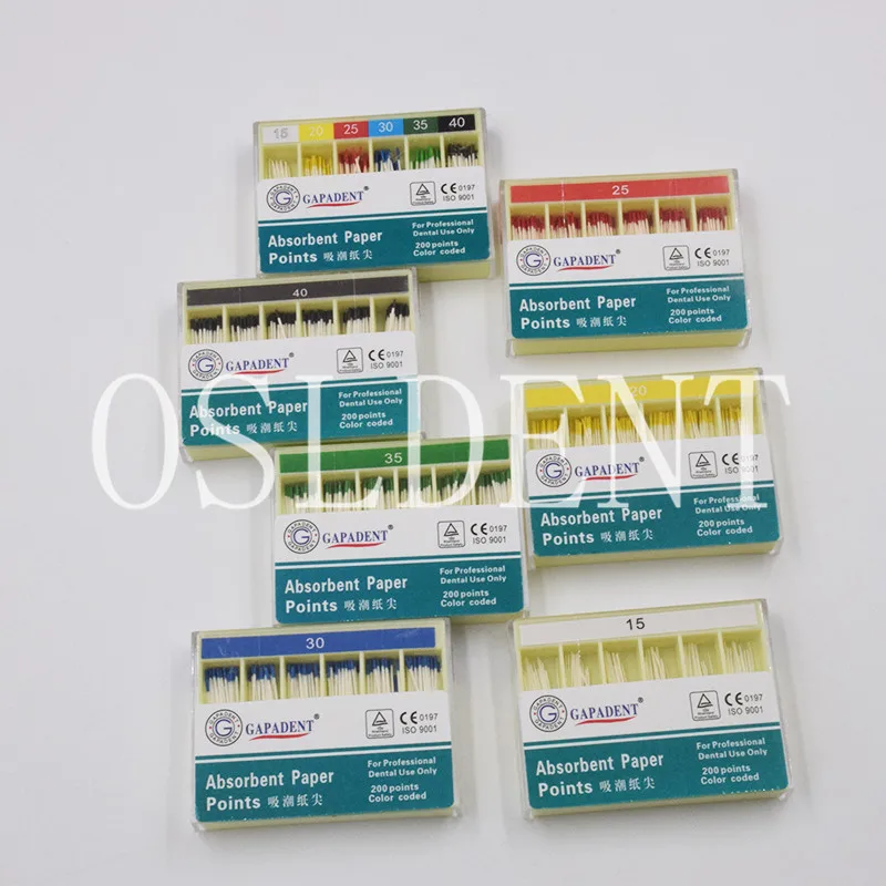 200 шт./упак. #15-#40 7 стилей необязательные впитывающие бумажные точки стерильные