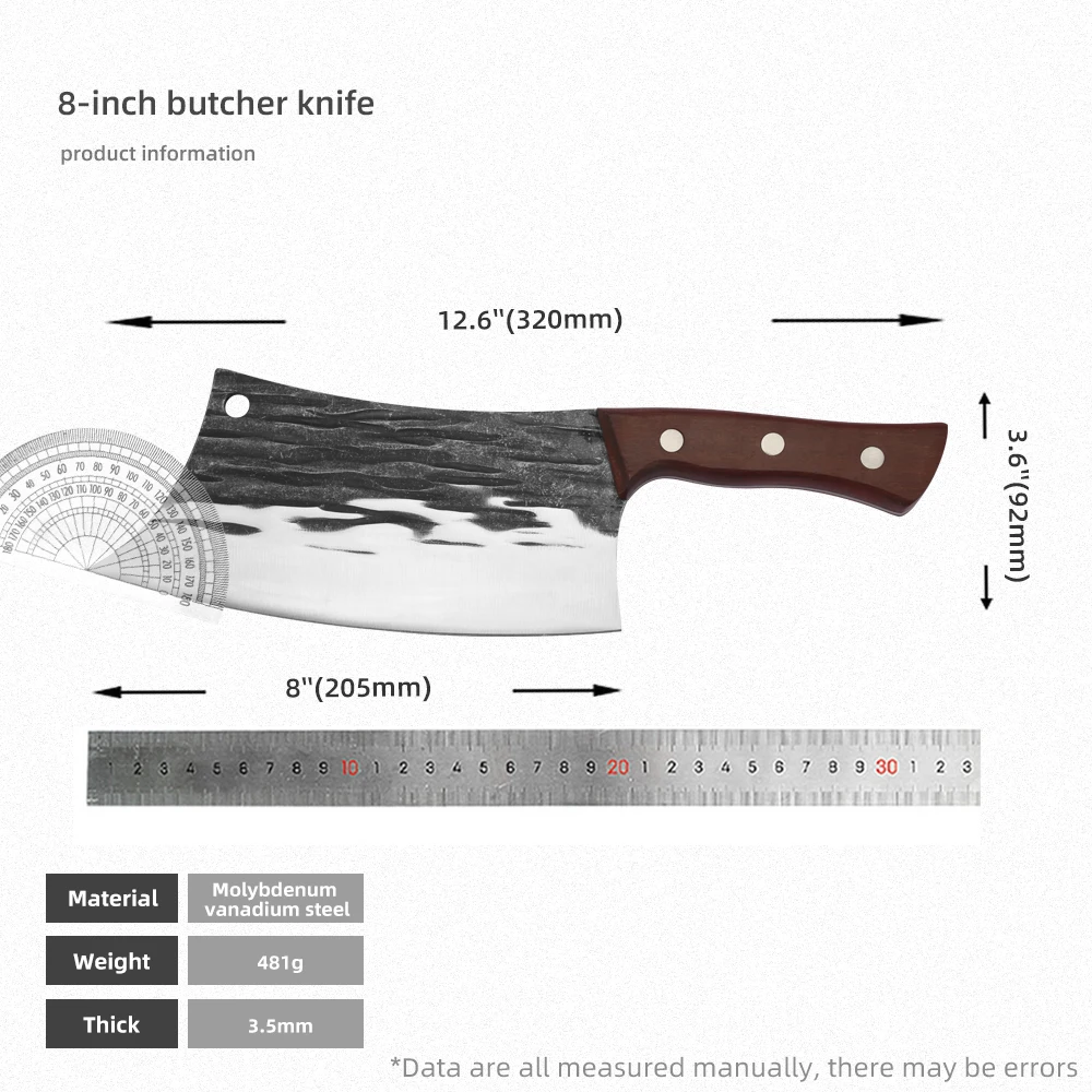 

Forged Butche Knife Kitchen Stainless Steel 8 Inch High Quality Chef Knife Cleaver Chopping Cooking Knives Tool With Wood Handle