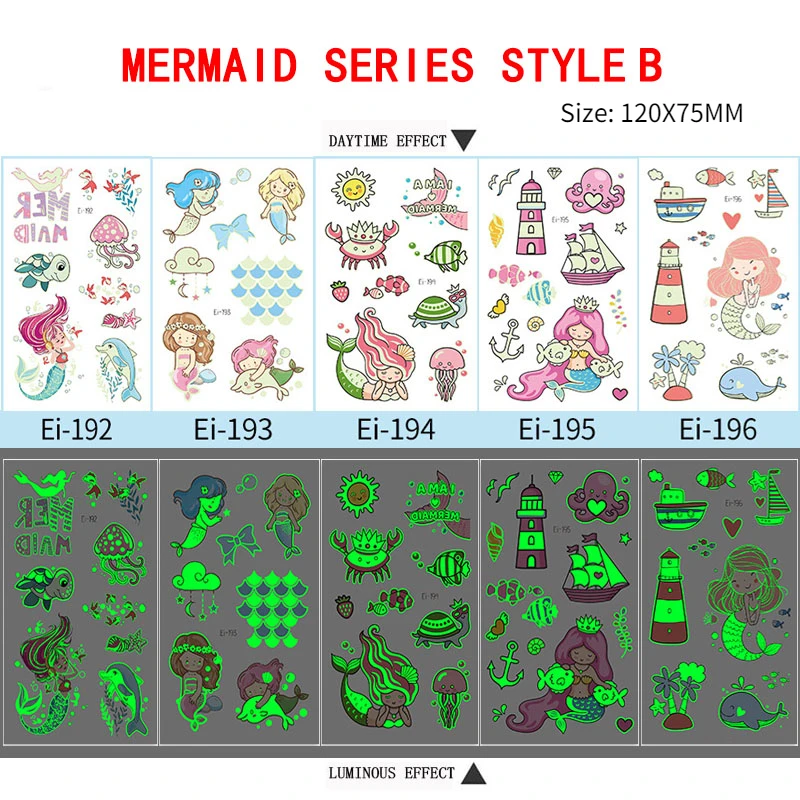 5 шт./партия светящиеся татуировки для лица | Красота и здоровье