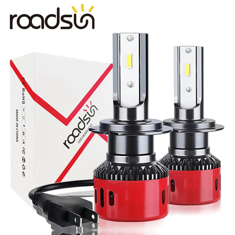 Roadsun светодиодный H4 H7 H1 HB4 H11 HB3 9005 9006 со светодиодными кристаллами для автомобиля головной светильник лампы 72W 12V 6000K 12000Lm лампы авто лампы светильник