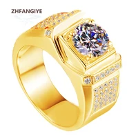 zhfangiye fashion men ring silver 925 jewelry with zircon gemstone adjustable finger rings accessories for wedding party gifts