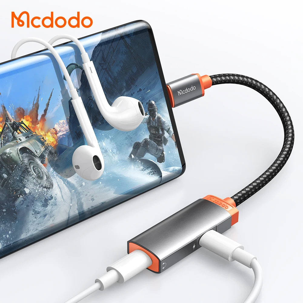Mcdodo 2 in 1 Audio Adapters 60W PD Type C to Double Type C/DC3.5mm Jack Call Earphone Aux Converter For IPad Huawei Xiaomi
