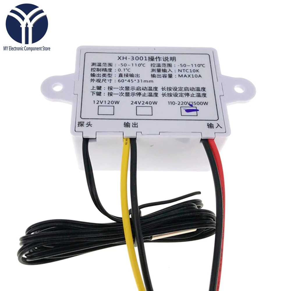 10A 12V 24V 220VAC цифровой светодиодный Температура контроллер XH W3001 для инкубатора