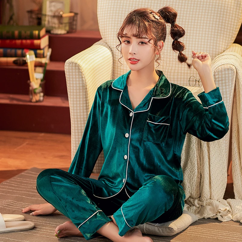

Big Size M To 5XL Warm Women's Velvet Pajamas Sets Sleepwear Lounge Clothes Nightgown sleep tops Sleepwear Homewear Home Suit