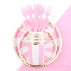 Товары для вечерние для девочек, одноразовые тарелки, бумажные полотенца, розовая серия, украшения для дня рождения и вечерние НКИ, детский праздник для будущей мамы