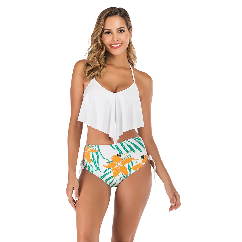 Сексуальные бикини с оборками женский купальник 2020 высокая талия купальники