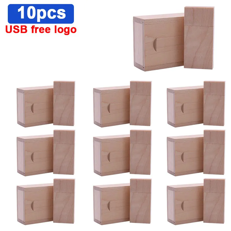 

10pcs/lot free LOGO wooden usb + box usb flash drive pendrive 4gb 8gb 16gb 32gb 64gb memory stick photography gifts custom logo