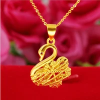 hi hollow goose necklace 24k yellow gold plated pendant necklace for female clavicle chain mothers day fine jewelry not fade