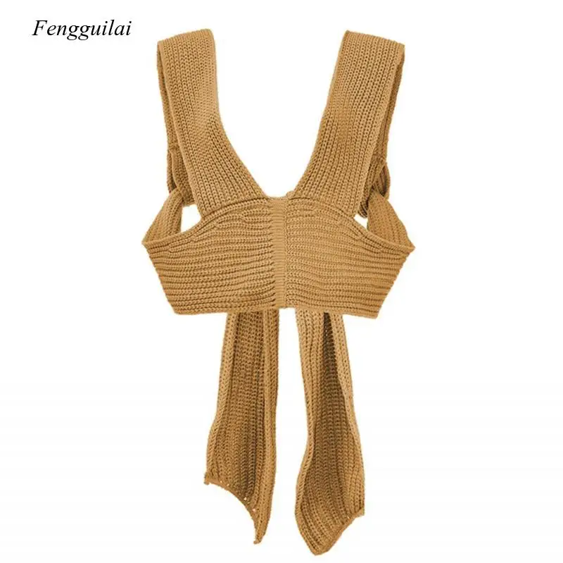 

Women Cotton Fashion Sexy Autumn Winter Wear Inside And Outside Diy Bandage Knitting Top Nightclub Dance Changeable Sweater