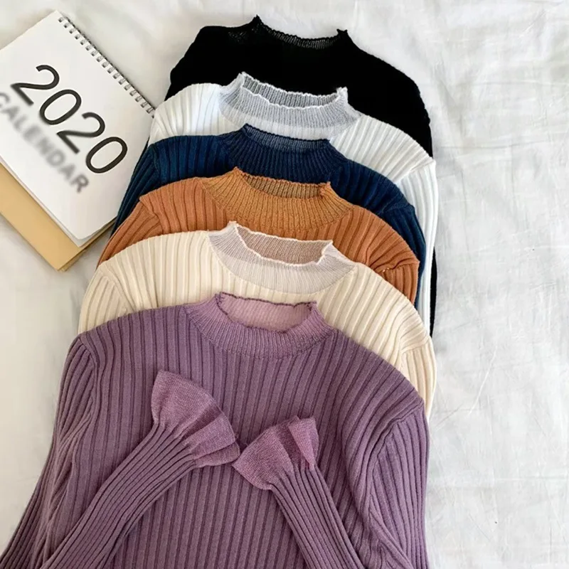 

Women Lace O-Neck Pullovers Spring Autumn Fashion Slim Casual Solid Sweaters Long Sleeve Knit Jumpers