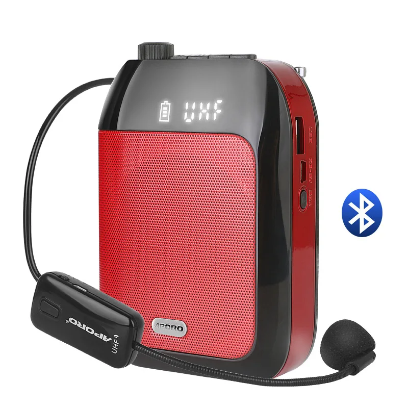 15W Bluetooth Megaphone 2400 mAh UHF Wireless Voice Amplifier Portable Headset Microphone Music Player for Teacher Promotion | Электроника