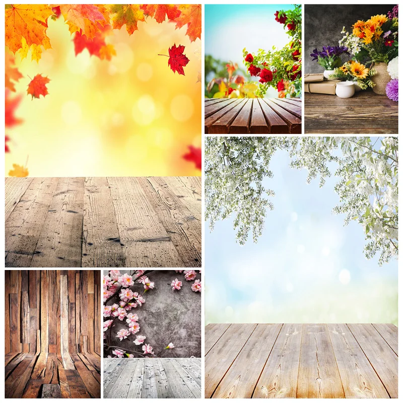 

SHENGYONGBAO Spring Photography Background Flower Wood Floor Vinyl Backdrop Studio Photo for Newborn Photocall 210320CAT-01