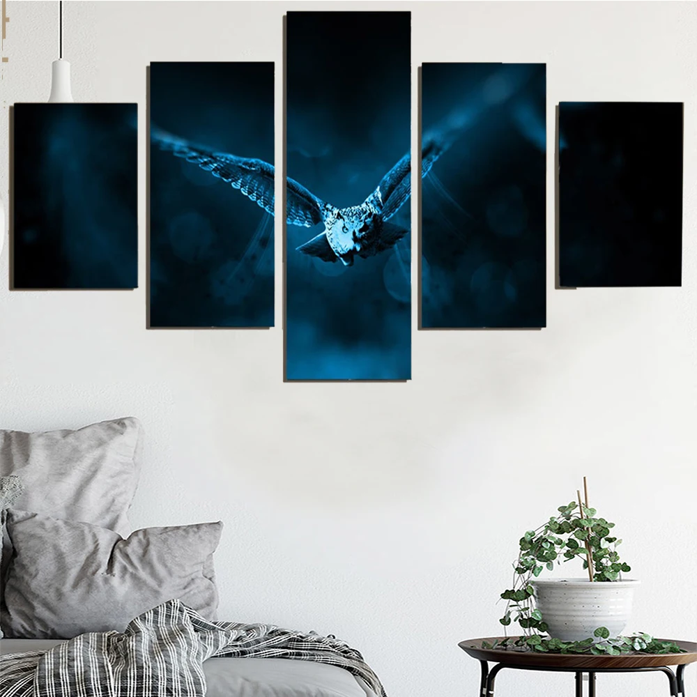 

5 Pieces Wall Art Canvas Painting Animal Poster Flying Owl Home For Decoration Pictures Modern Living Room Framework Modular