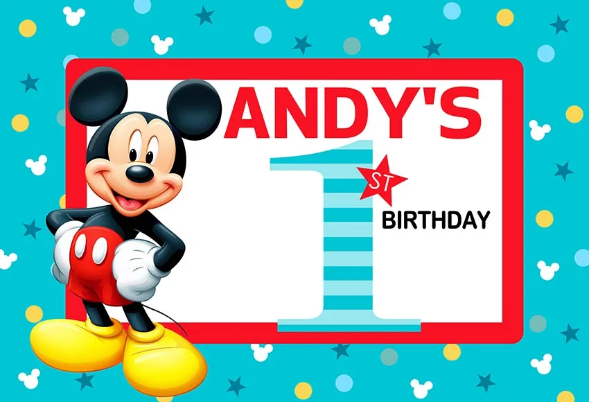 Фотофоны Микки Маус для фотосъемки детский душ мальчик первый день рождения фон