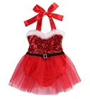 Рождественские комбинезоны для новорожденных девочек, комбинезон, кружевное платье-пачка, рождественские наряды, костюм принцессы, одежда для маленьких девочек