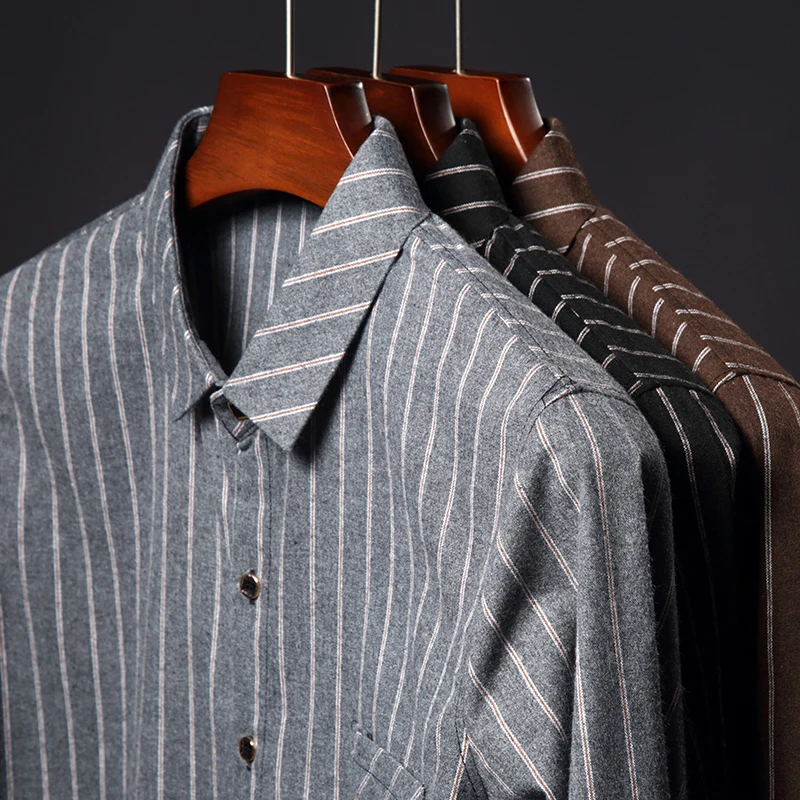 

2021 Top Quality New Brand Shirts For Men Fashion Designer Long Sleeve Slim Fit Korean Big And Tall Striped Casual Clothes