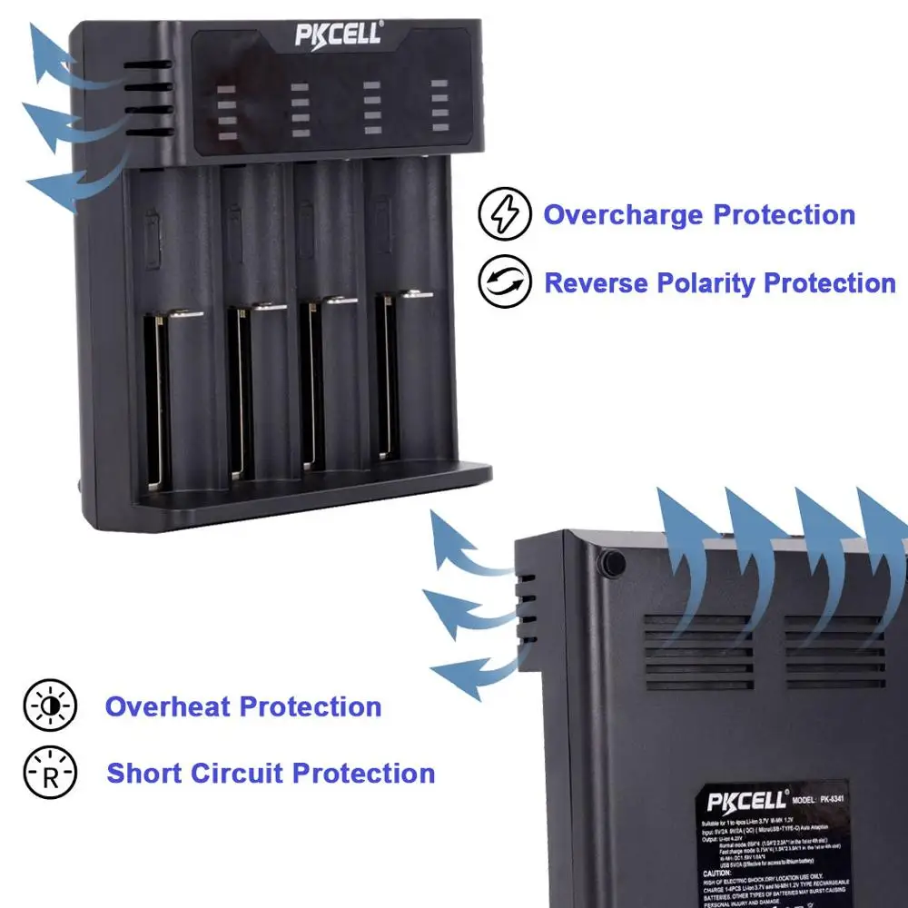 PKCELL AA/AAA зарядное устройство Зарядка 1,2 в 3,7 в AA/AAA 18650 перезаряжаемая батарея NIMH/NICD индикаторы зарядного устройства умное зарядное устройство