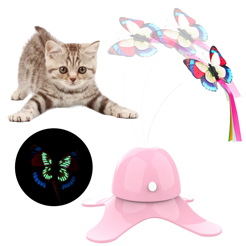 

Cat Toys Funny Intelligence Trainning Electric Rotating Kitten With Colorful Butterfly Boring Plaything Interactive Pet Toy New