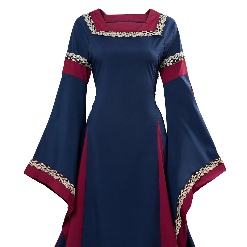 Платье женское длинное с воротником и длинными рукавами фонариками| |