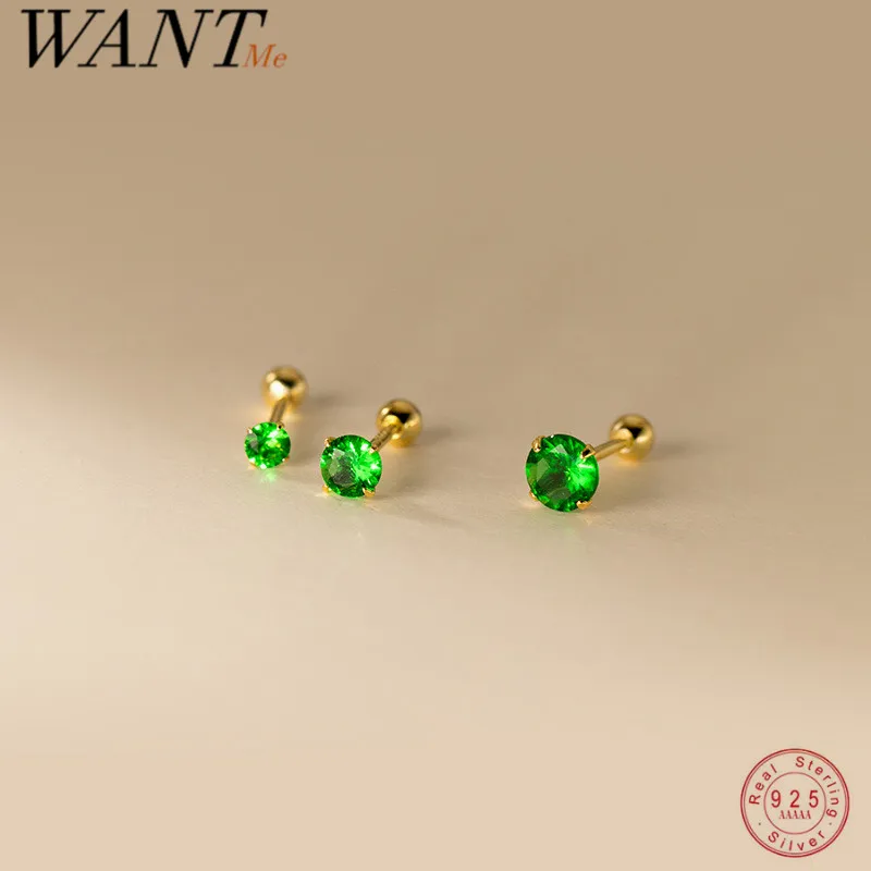 

Женские серьги-гвоздики WANTME из серебра 925 пробы с зеленым Цирконом