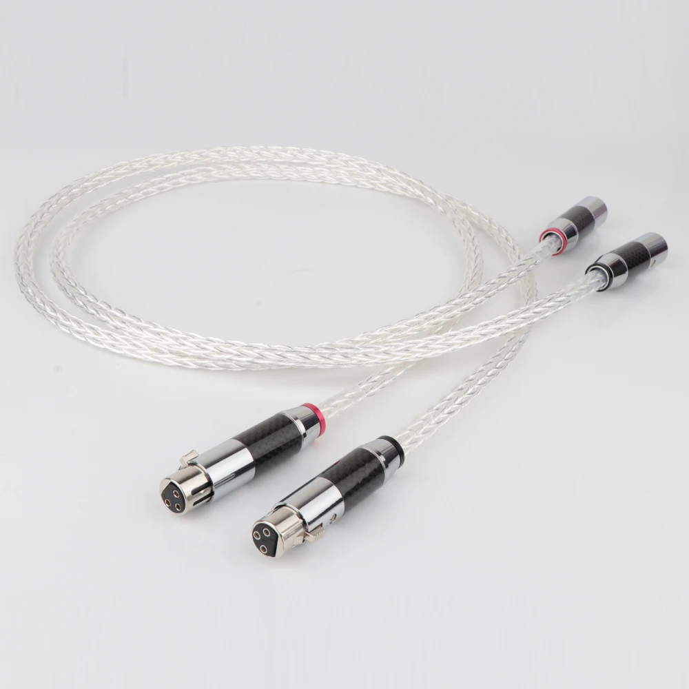 Hi-End 8AG посеребренный OCC 16 жил аудио кабель с углеродным волокном 3Pin XLR