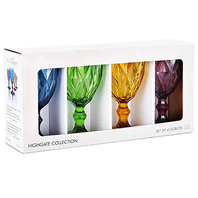 

Wine Glass Cups Multicolor Carved Goblet Whiskey Red Wine Glasses 300ML Wedding Party Champagne Flutes Bar Restaurant Home Tools
