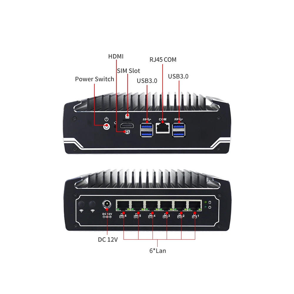 Yanling In stock Intel Celeron 3867U Pfsense Mini PC Dual Core 6 Lan Port Advanced Fanless Linux Firewall Router Support AES-NI |