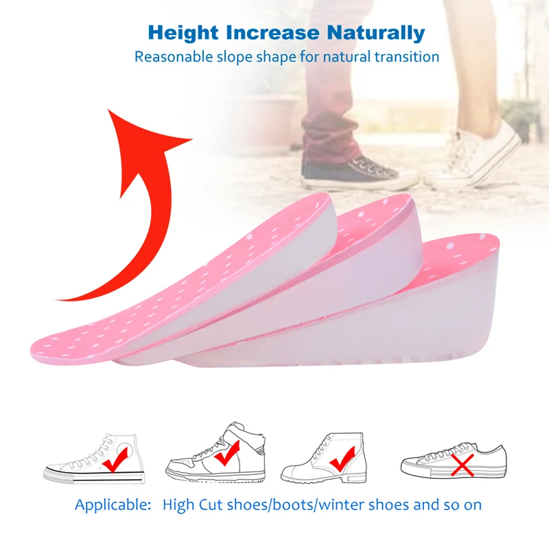 Силикагелевые невидимые стельки Soumit для увеличения роста обуви мужчин и женщин