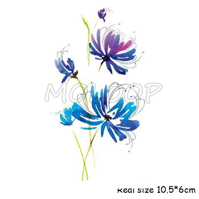 Тату-наклейка Временные чернила синий красный паук змея Лилия маленький цветок