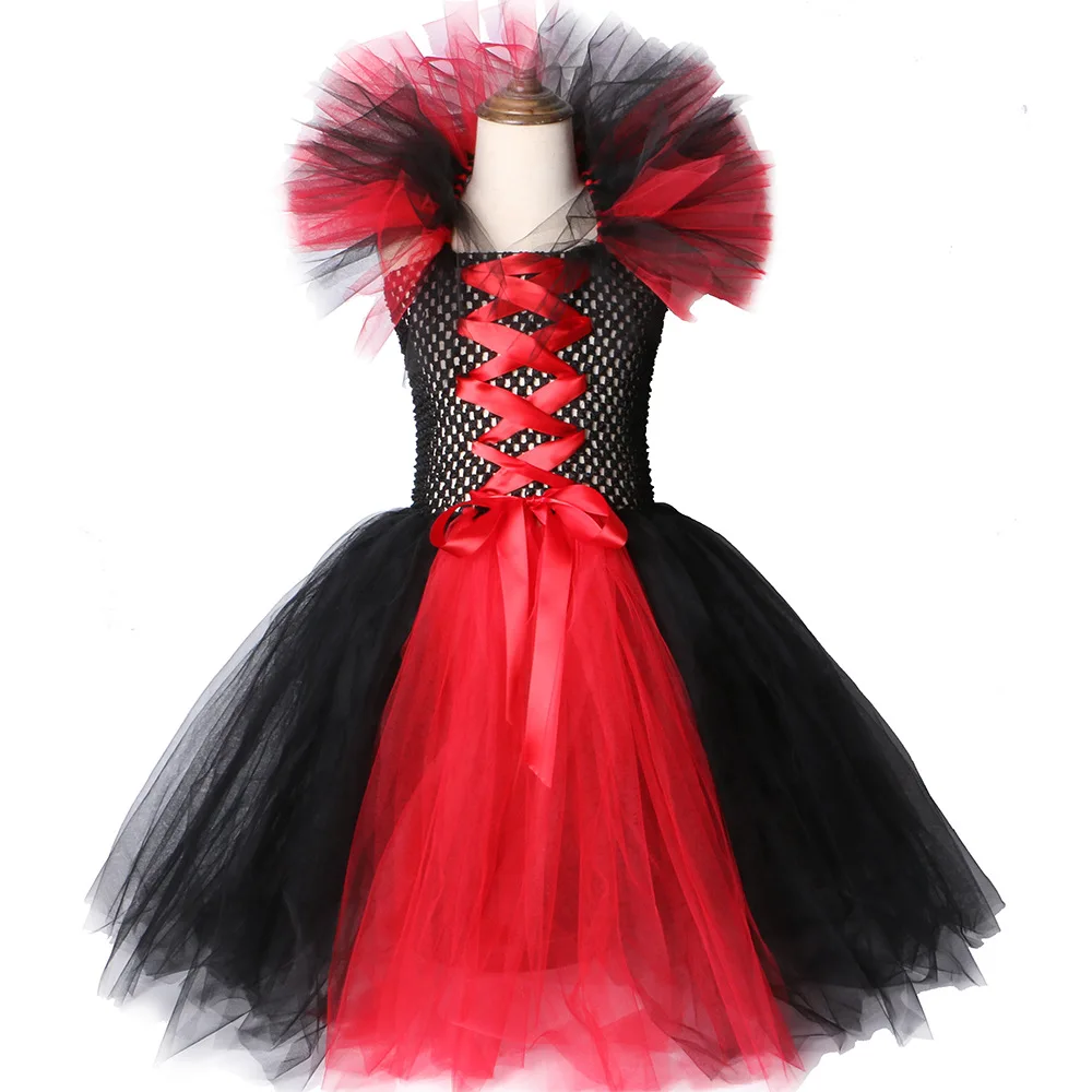 Фиолетовое черное платье-пачка ведьмы с крыльями для девочек Тюль ручной работы