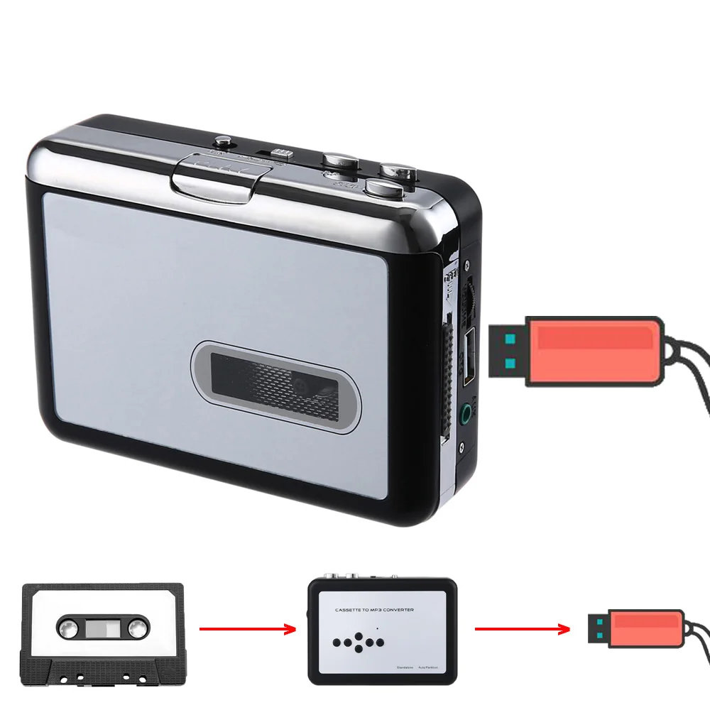 Новый кассетный плеер USB Walkman Кассетная лента Музыка Аудио в MP3 конвертер